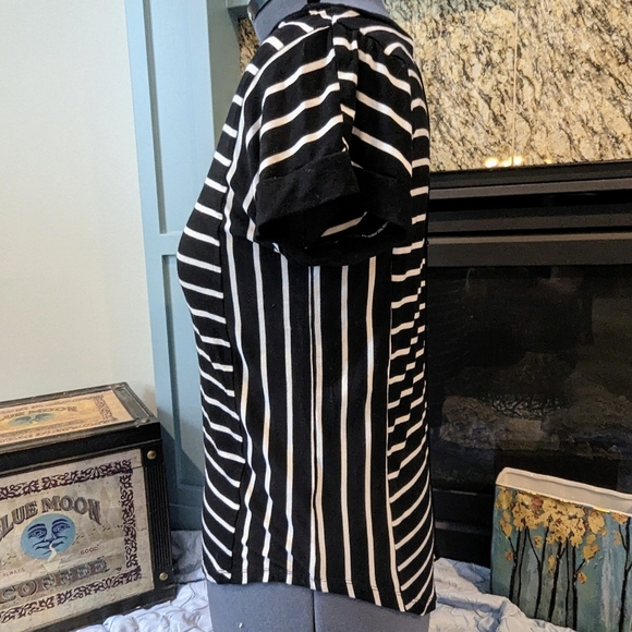 Cable & Gauge faux back button Black and White Striped shirt - L - Picture 3 of 8